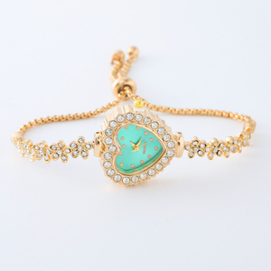 Reloj de Pulsera de Cuarzo para Mujer LP26, Estilo Diario, Esfera con Corazón Brillante y Diamantes de Imitación, Correa de Aleación Ajustable, Tipo Brazalete - Product Image 3