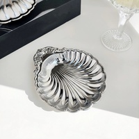Plat à beurre en acier inoxydable en forme de coquille, plats de service vintage, assiette décorative, assiette à gâteau, assiette à collation, bijoux