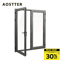 Fenêtres à battants en aluminium noir de style français moderne insonorisées avec isolation thermique et double vitrage trempé