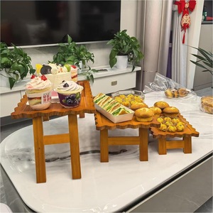 Solid Wood Multi Layer Pastry Cake Rack Nan Bamboo <b>Desktop</b> Storage <b>Shelf</b> For Living Room Balcony Display - Product Image 3
