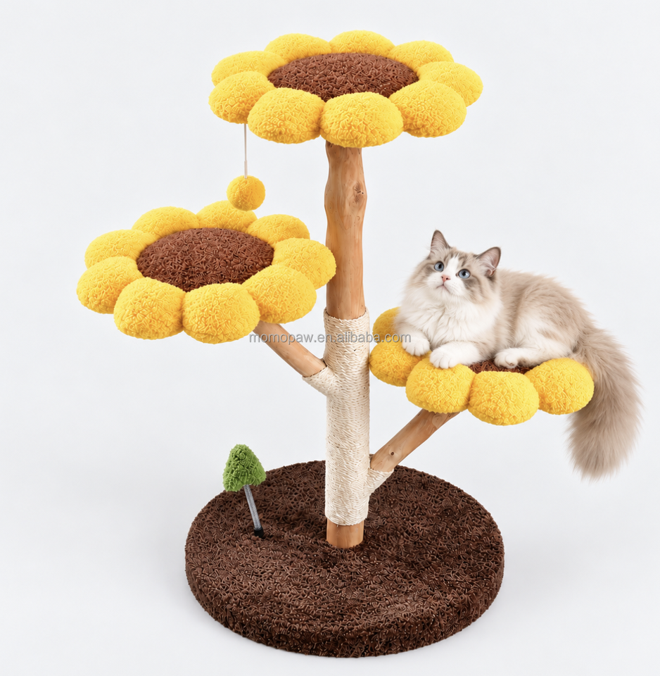 MoMoPaw Large Cat Tower Multi-Level Luxury Flower Plush Condo with 13 ...
