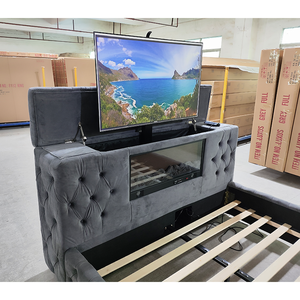 Meubles de lit TV de luxe personnalisés PZCN HOME pour chambre <span class=keywords><strong>à</strong></span> coucher villa avec base en bois <span class=keywords><strong>à</strong></span> <span class=keywords><strong>lattes</strong></span> et cheminée - Product Image 6