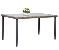 Ensemble de salle à manger de jardin en rotin moderne et confortable pour 6 personnes, mobilier d'extérieur pour les réceptions sur la terrasse et dans le jardin