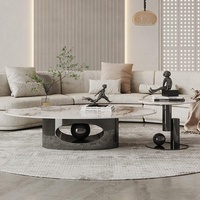 Table basse ovale moderne de designer italien Woerfu, luxe haut de gamme pour salon, style Normcore, réglable, en acier inoxydable et ardoise