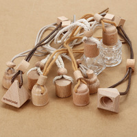 6ml verre écologique aromathérapie voiture diffuseur bouteille parfum pendentif couvercle en bois recyclable gel écran impression traitement