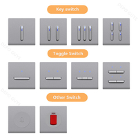 Prise Murale Électrique 220V EU FR, Gris, avec Interrupteur Mural de Réinitialisation, Panneau en Plastique, Prise USB, Bouton Poussoir et Indicateur LED, Va-et-Vient