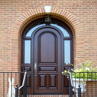 Porte extérieure en bois massif sur mesure, arquée, double, étanche, pour les églises, les restaurants, les hôtels, les mosquées, les parcs, usage commercial