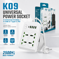 Stop Kontak Universal Multifungsi 4U+1PD(2A) Kabel Ekstensi 4 Outlet 2M Kabel Dapat Disesuaikan Hub Daya Bengkel
