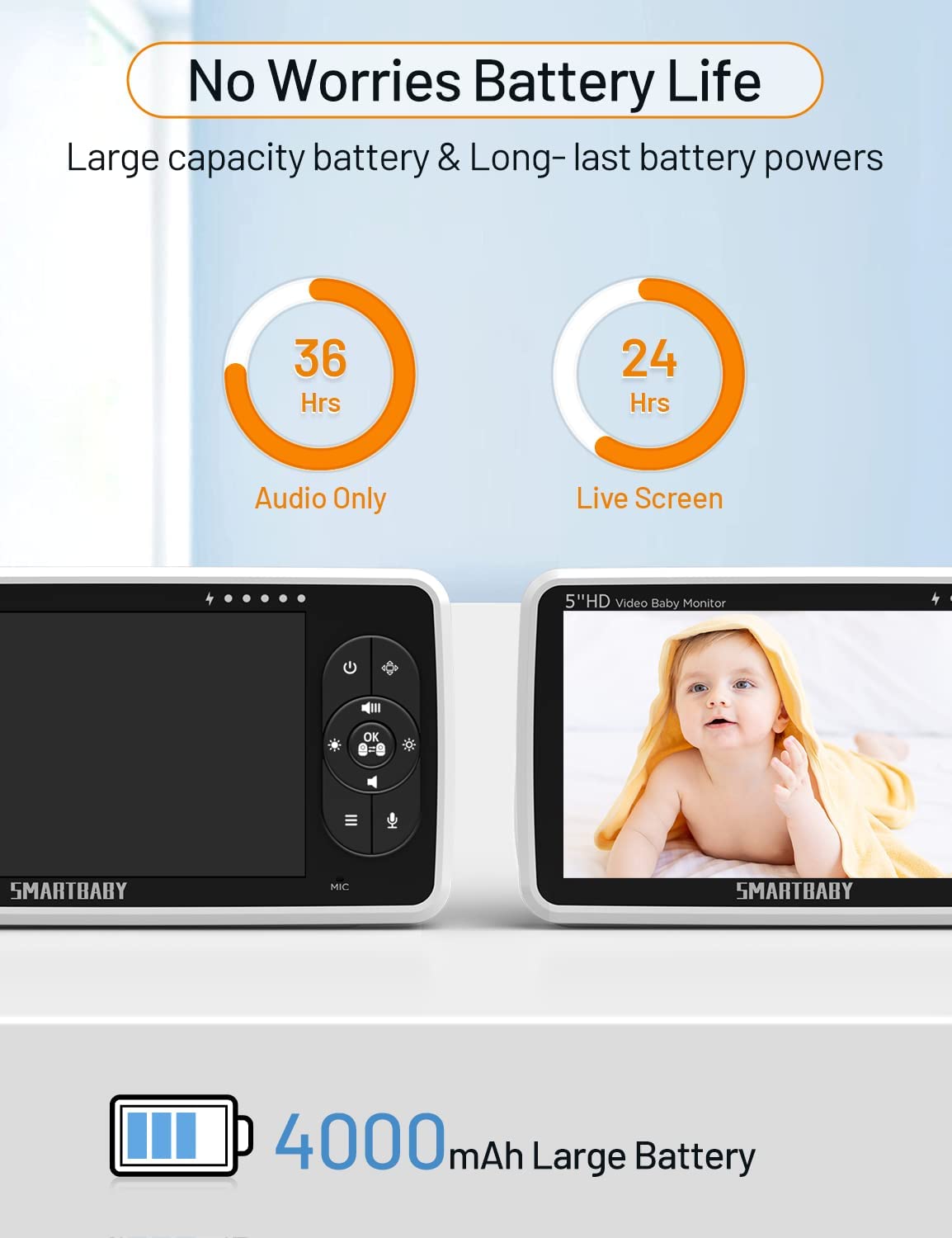 5 inch HD hot selling smartree reliable baby monitor manufacturer, baby monitor factory