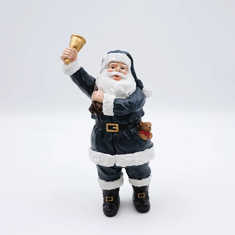 Oem Custom Kerst Decor Nieuwe Hars Miniatuur Blauwe Kerstman Beeldje Ornamenten Tafelblad Sculptuur