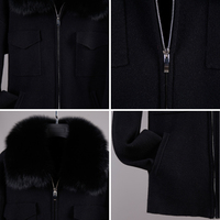 Ensemble Sport Décontracté Tricoté 2 Pièces pour Femme, Manteau en Laine Mélangée avec Col en Laine et Poche Poitrine, et Pantalon