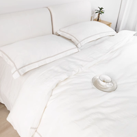 Parure de lit en bambou écologique pour enfants, taille Queen, 300 fils, draps, housse de couette, taies d'oreiller, teinture unie, blanc