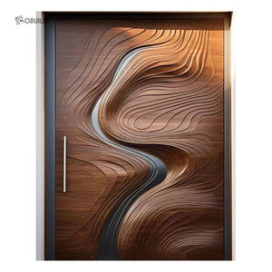 Luxueux extra large en bois massif Sculpture 3D Design Villa personnalisée Extérieur Porte <span class=keywords><strong>d</strong></span>'<span class=keywords><strong>entrée</strong></span> principale pour les maisons - Product Image 2