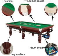 Table de billard et de snooker multifonctionnelle 2-en-1 de 8 et 9 pieds, style américain moderne, avec poches en cuir, plateau en ardoise et retour de billes, écologique - Grande Vente