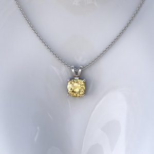 Cushion Fancy Yellow Lab Grown Diamond Pendant, Yellow Moissanite Pendant For Women, Bunny Ear Bale, Wedding/Anniversary <b>Gift</b> Pe - Product Image 6