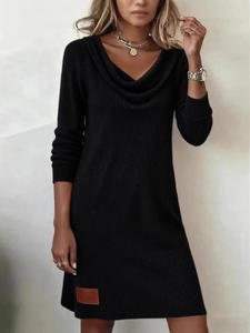 Nuevo vestido informal cómodo y ajustado de manga larga con cuello de felpa para mujer, para otoño e invierno - Product Image 4