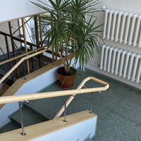 Escalier droit moderne en acier au carbone avec marches en bois massif et garde-corps en verre pour villa intérieure
