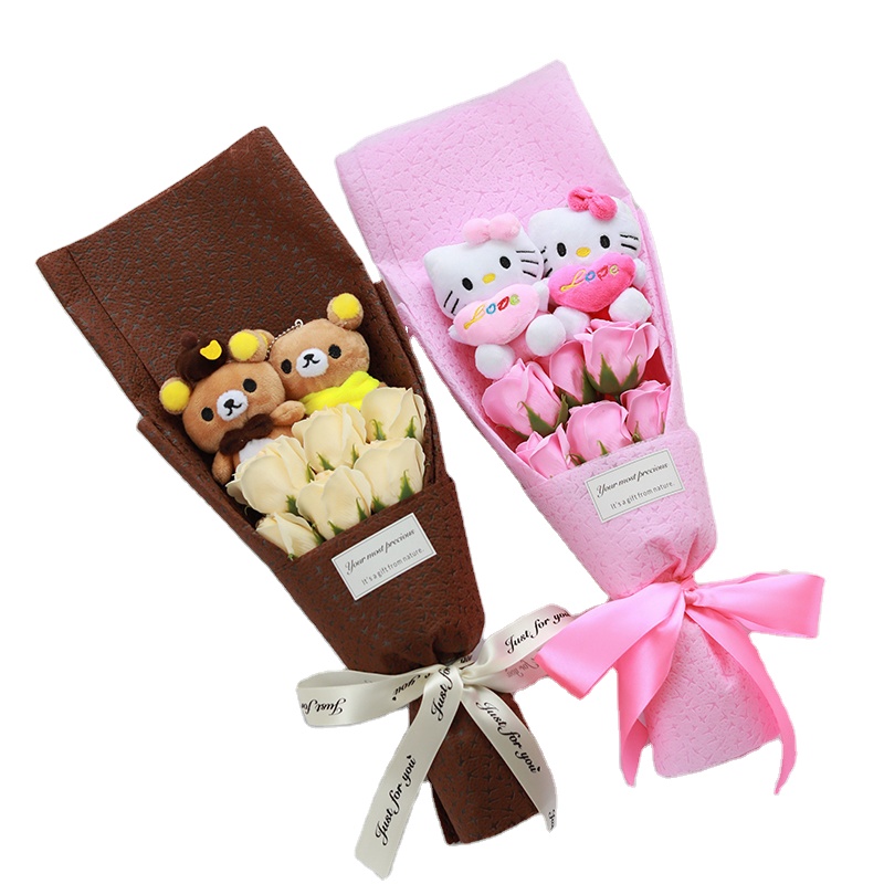 Популярный букет Hello cat Kitty Stich букет Мультяшные плюшевые букеты Искусственные цветы