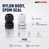 Presse-étoupe en nylon PG9 étanche IP67 haute tension avec joint EPDM fileté PG, conception réutilisable, écrou de blocage et rondelle inclus pour câbles de 4 à 8 mm
