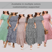 Robe longue décontractée d'été pour femme, coupe trapèze, en polyester, grande taille, style t-shirt boutonné, fabrication OEM
