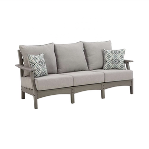 屋外用HDPEグレーソファ（クッション付き）パティオ、オープンエアバルコニー、防水、UV耐性、ホテル、民宿、庭園用屋外家具 - Product Image 1