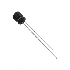 ตัวเก็บประจุแบบมีรูผ่าน47 uF 20% 4V ตัวเก็บประจุแบบ UMA0G470MDD รัศมี47 uF - Product Image 1