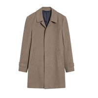Manteau en laine mérinos 100% à simple boutonnage pour hommes, vêtements d'extérieur décontractés chameau taupe, blazer long boutonné pour l'hiver d'affaires