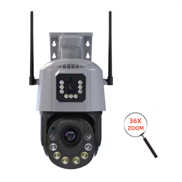 6MP 36X Zoom Sim Card Cctv Home Full Color Night Vision Ip Dual Lens Lte 4G Security Camera