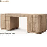 Bureau de luxe en bois massif écologique, poste de travail moderne avec armoire de rangement, espace de travail contemporain pour bureau à domicile et studio