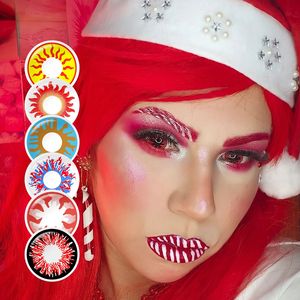 Pseyeche devil Halloween lentilles de contact jaune <span class=keywords><strong>sang</strong></span> plat cosplay lentilles feu d'artifice blanc fou lentilles de contact - Product Image 1