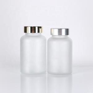 Cápsula de suplemento de píldora esmerilada transparente de boca ancha de 200ml, botella de vidrio, contenedor de tableta, botella de suplemento - Product Image 3