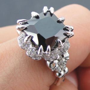 Mystic Topaz Engagement Ring in Rhodium Plated Silver Natural <b>Cushion</b> <b>Rainbow</b> Wedding Party - Product Image 4