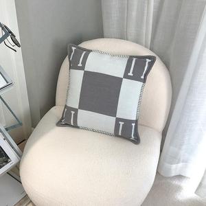 18x18 Inch Square Woven Jacquard H Letter Throw <strong>Pillow</strong> Cover Classic Geometric Pattern <strong>Soft</strong> Acrylic Sofa Cushion Cover Home - Product Image 4