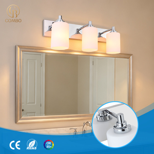 COMBO 3-<b>Light</b> LED Vanity Wall Lamp Chrome Finish Frosted Glass <b>Shades</b> 2700K Warm White <b>Bathroom</b> Lighting Surface Mounted - Product Image 1