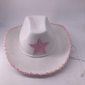 Chapeau de cow-boy personnalisé pour enfants, décoré de sequins en forme d'étoile, idéal pour les fêtes d'anniversaire en extérieur, disponible en tailles enfant, vente en gros - Product Image 1