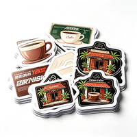 Autocollants Haoxuan pour cafetière à filtre, en PVC blanc, motifs urbains, couleurs vintage, finition mate, UV sélectif, imperméables, découpés à la forme