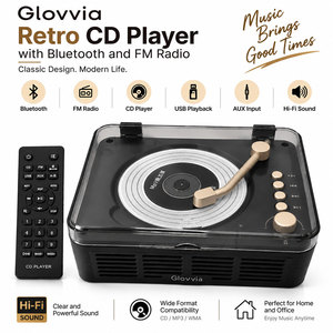Reproductor de CD retro Glovvia, reproductor de CD portátil con control remoto, función antipaso de disco, compatible con CD, CD-R, CD-RW, MP3, WMA. - Product Image 2