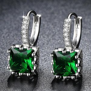 Fashion Stud Earrings Square Blue Zircon Bezel Setting Party Jewelry Women's Earrings Zinc Alloy Geometric Design - Product Image 3