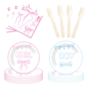 DAMAI - Vajilla Personalizada para Fiestas de Revelación de Género, Artículos para Baby Shower, Platos Desechables Impresos Personalizados, Juego de Vajilla de Papel para Fiestas - Product Image 3