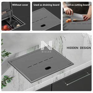 Évier carré encastré NLS4838 fait main en acier inoxydable 304 à cuve unique avec <span class=keywords><strong>robinet</strong></span> pliant à trois trous pour <span class=keywords><strong>camping</strong></span>-cars et véhicules de tourisme - Product Image 5