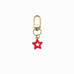 Llavero de metal con diseño de estrella hueca y esmalte de aceite, accesorio Kawaii color macaron, llavero para coche, colgante para bolso - Product Image 4