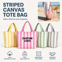 Sac fourre-tout en toile rayée écologique en gros, couleur et taille personnalisables, sac de courses réutilisable en coton, service OEM professionnel