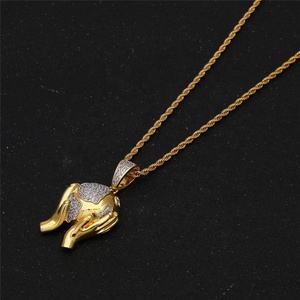Uomini hip hop Ha Ghiacciato Fuori Del <span class=keywords><strong>Mondo</strong></span> nelle vostre mani terra Ciondoli di diamanti in oro placcato collane all'ingrosso - Product Image 6