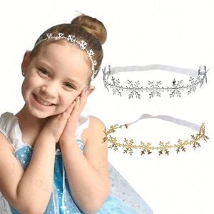 Diadema elástica ajustable para bebé con diseño de copo de nieve hueco y luna llena, de aleación con pedrería, estilo navideño europeo-americano, YUSE - Product Image 1