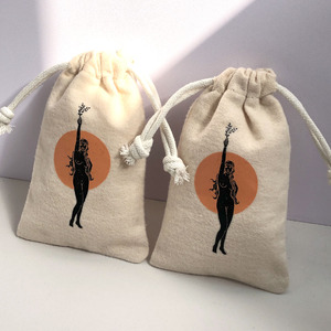 Promotion High End Organic Cotton Brush Drawstring <b>Bag</b> Custom Logo Printed for Cloth Storage <b>Dust</b> Cotton Brush <b>Bag</b> - Product Image 2