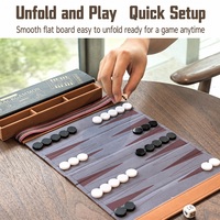 Nouvel arrivage : Jeu de backgammon enroulable portable avec étui de rangement pour dés, idéal pour les voyages en famille et les excursions en camping