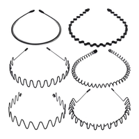 LRTOU Vente en gros d'accessoires de mode pour cheveux, serre-tête antidérapant unisexe, simple, en métal, à ressort, ondulé, bandeau de sport pour hommes