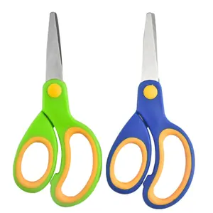 Promotional High Quality Craft Paper Cutting Scissors Bright Colors Plastic Kids Safety Scissors with Comfortable Handle