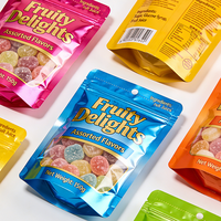 Sachet personnalisé de 100g pour bonbons gélifiés aux fruits et vitamines, pochette verticale en aluminium Mylar MOPP VMPET PE avec fermeture éclair pour emballage de suppléments fruités