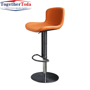 Chaise de bar moderne en aluminium de style nordique avec velours doré et cuir, stable et durable pour salle à manger, bar, cuisine, salon - Product Image 1